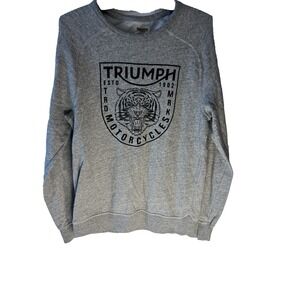 Lucky Brand x Triumph Pullover‎ Sweater S Triumph Motorcycles Gray Black